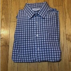 Mizzen + Main Performance Menswear Blue Plaid Button Up Shirt L